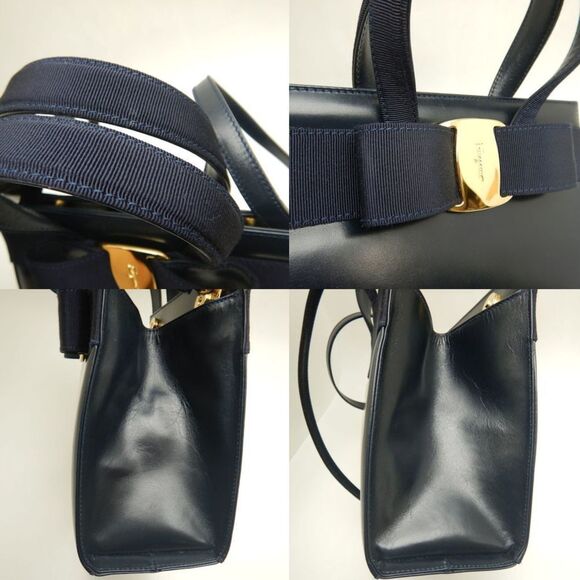 SALVATORE FERRAGAMO Navy Leather Bag - Picture 6 of 10